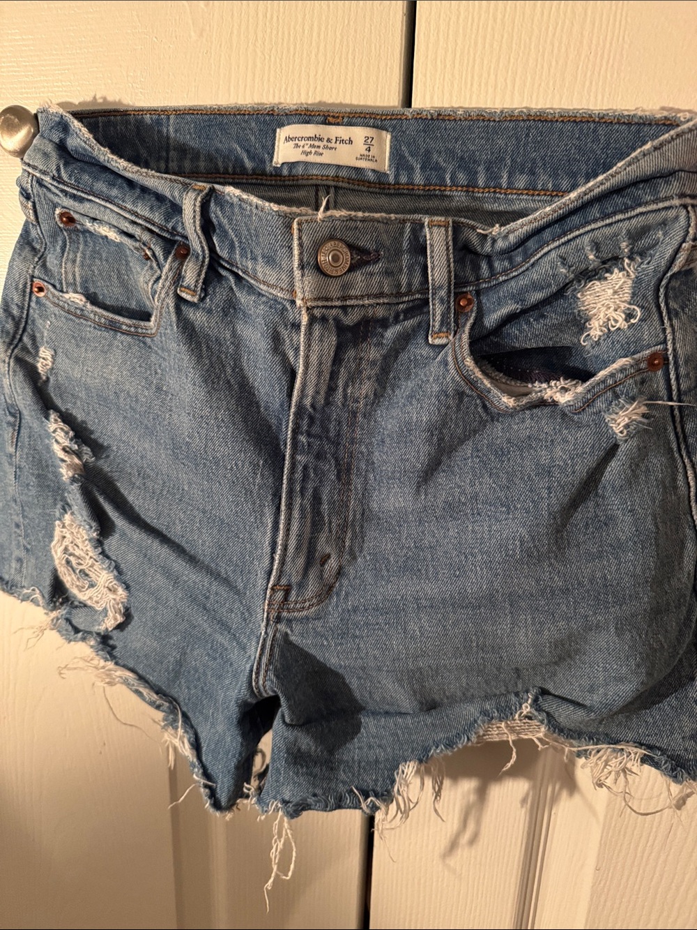 Abercrombie & Fitch Light Blue Distressed Cutoff Denim Shorts